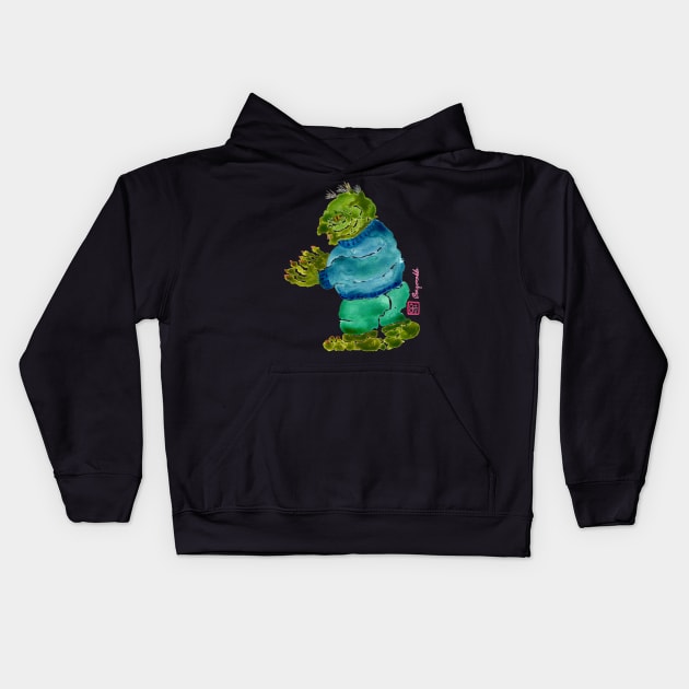 Troll from nordic mythology Scandinavian folklore green version Kids Hoodie by Pragonette